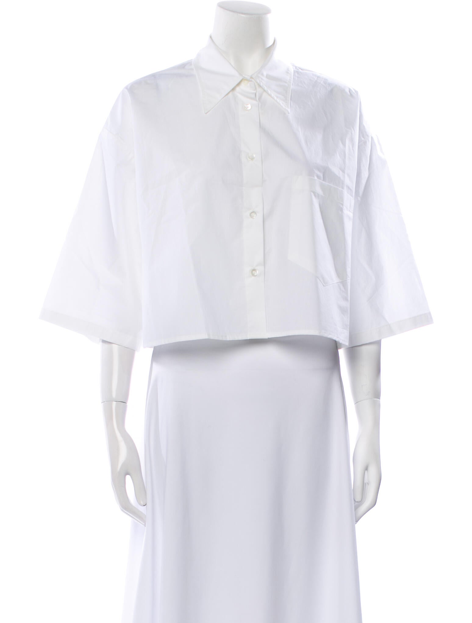 The Frankie Shop Three-Quarter Sleeve Crop Top