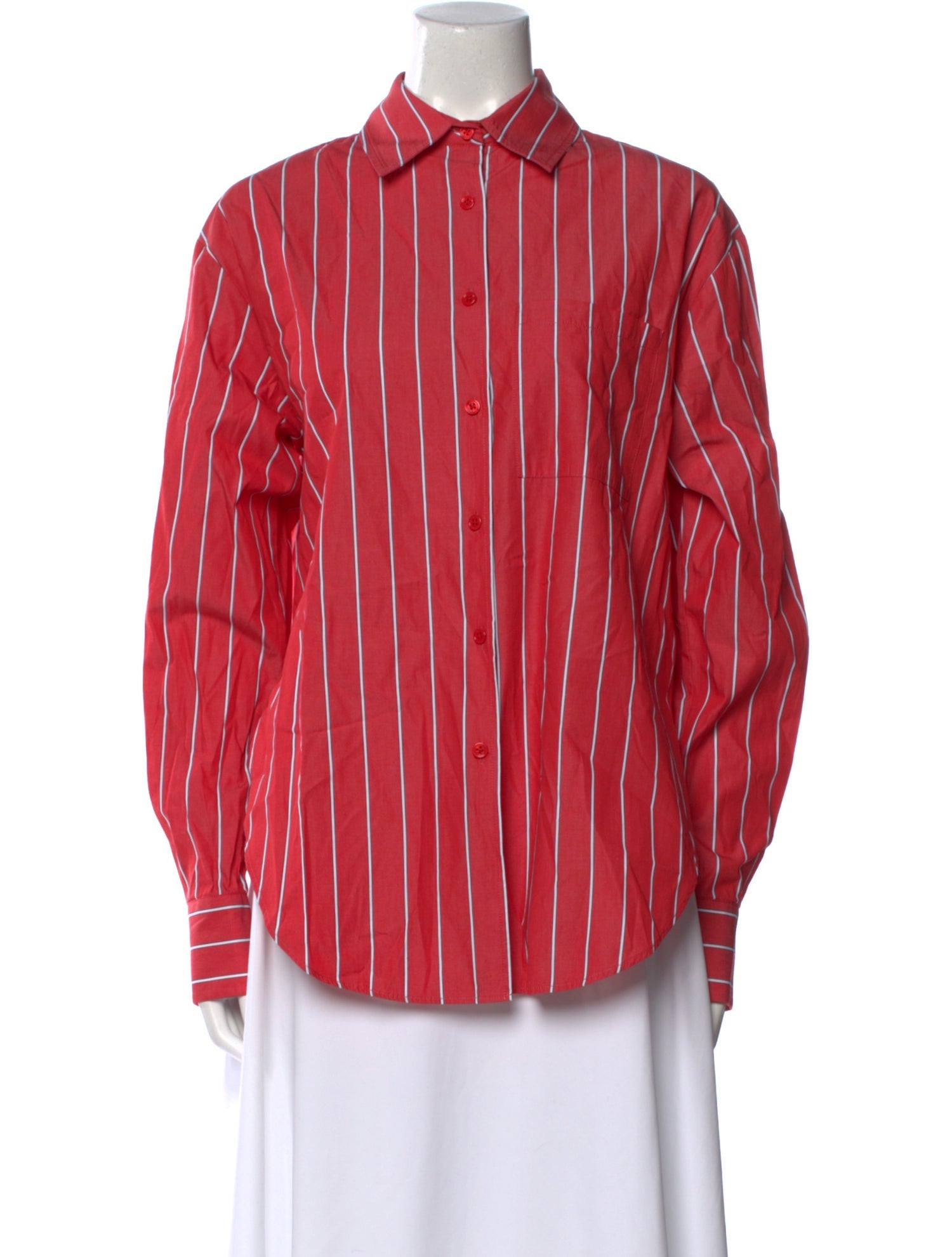 The Frankie Shop Striped Long Sleeve Button-Up Top