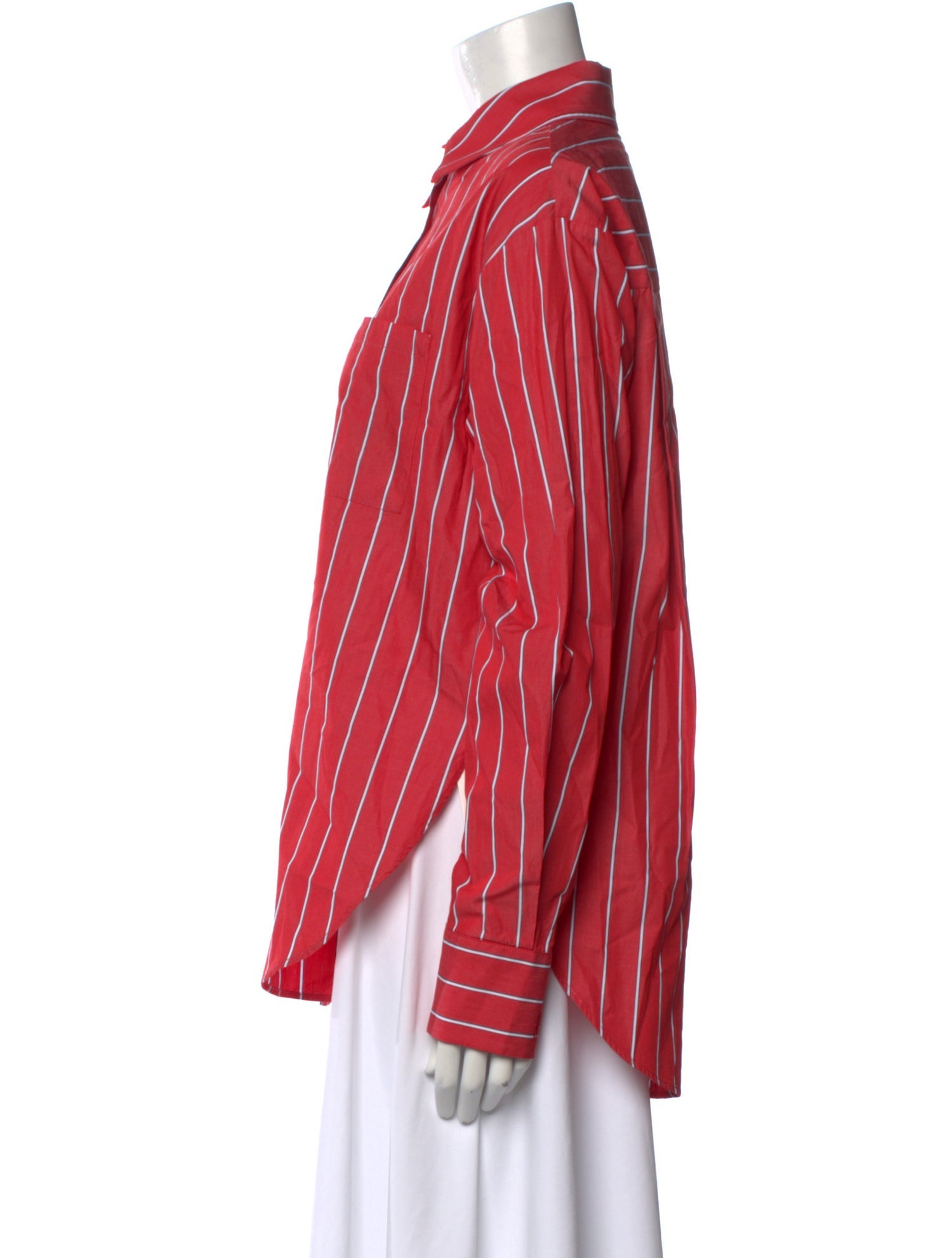 The Frankie Shop Striped Long Sleeve Button-Up Top