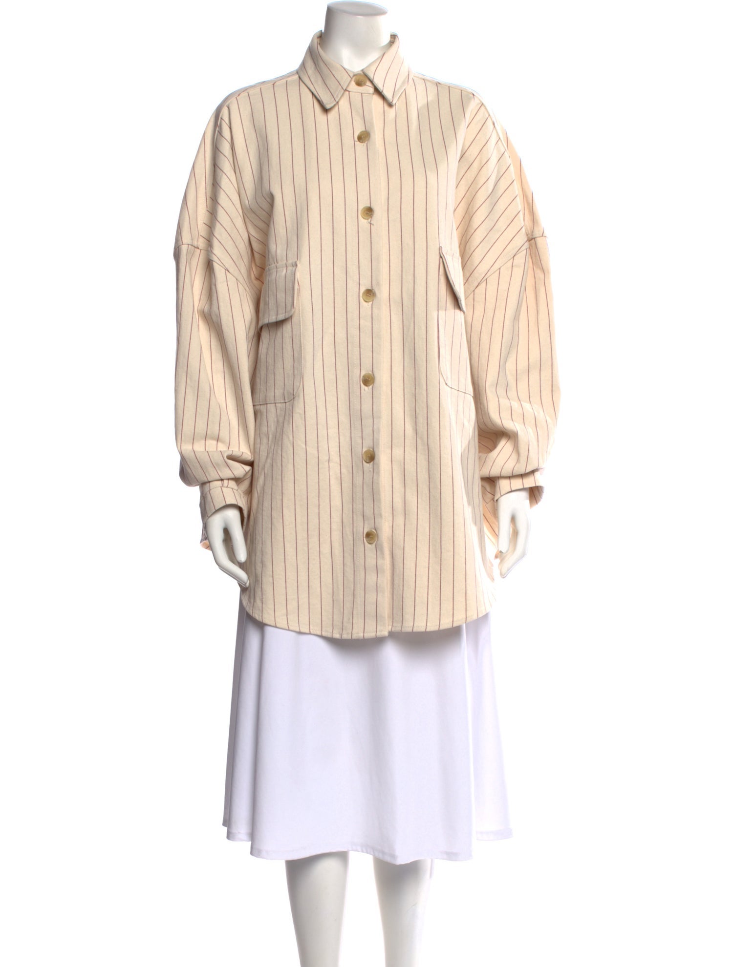 The Frankie Shop Striped Long Sleeve Button-Up Top