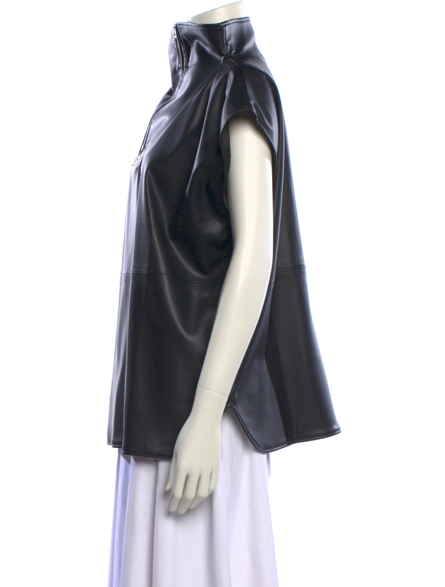 The Frankie Shop Faux Leather Cowl Neck Blouse