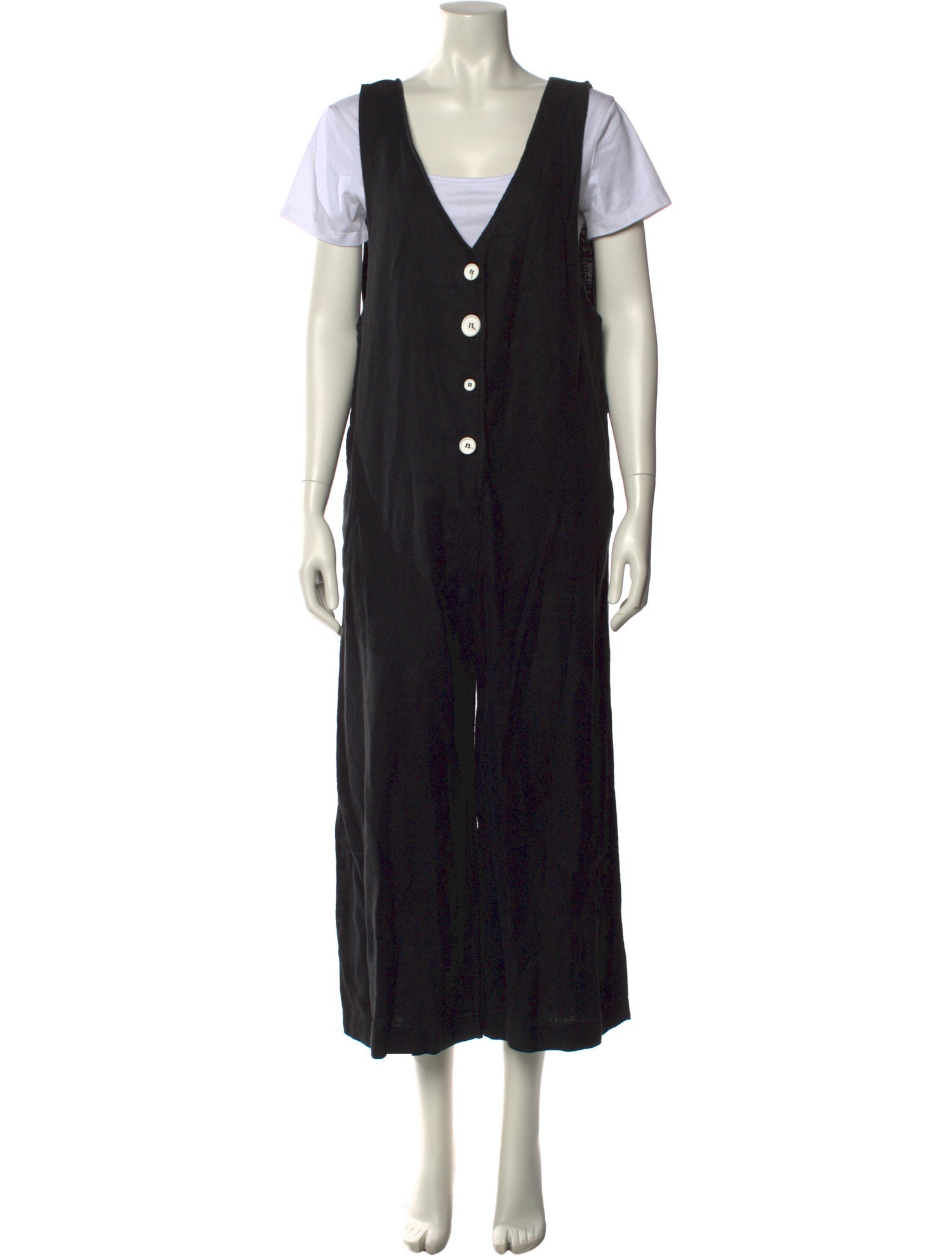 The Frankie Shop Linen Plunge Neckline Jumpsuit