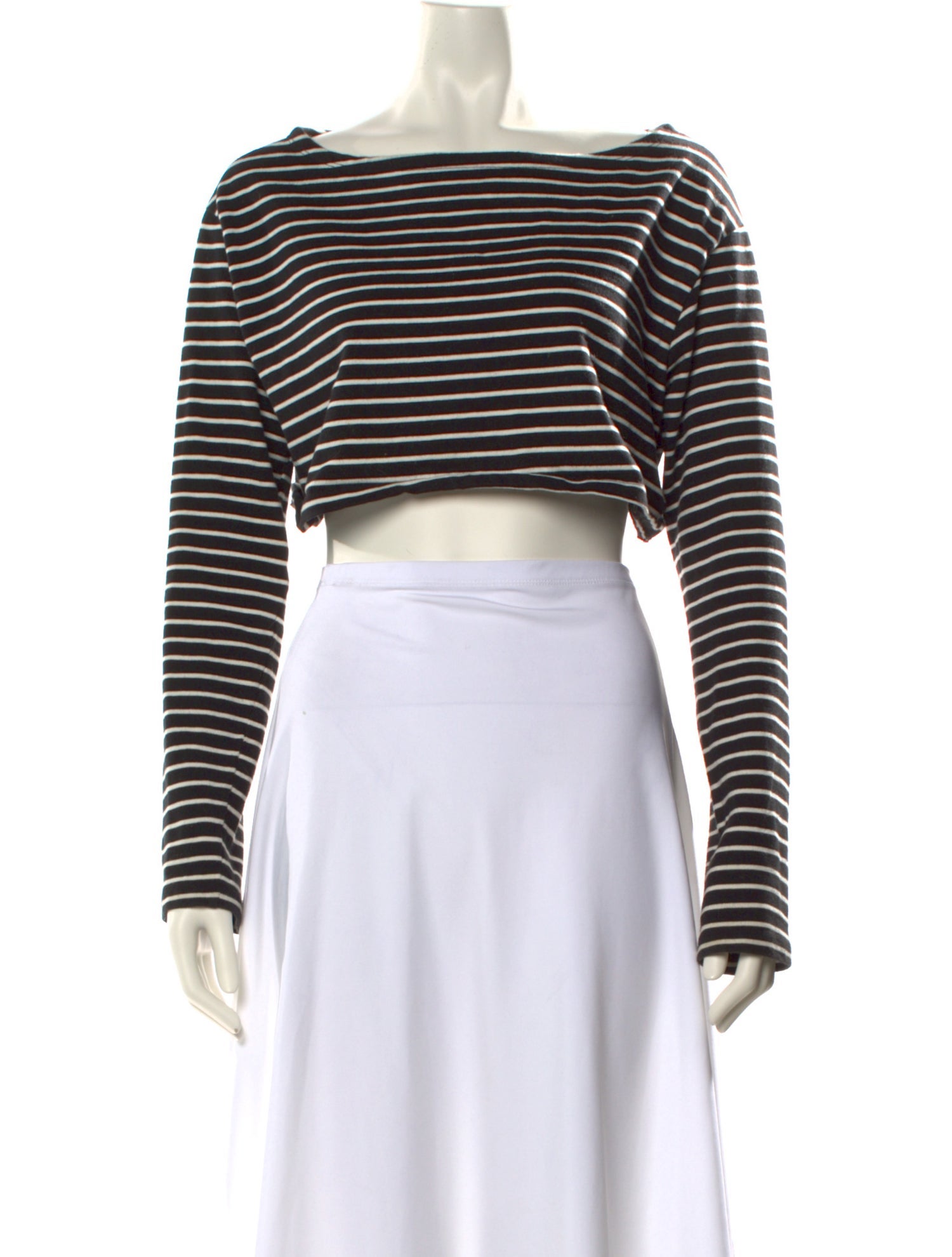The Frankie Shop Striped Bateau Neckline Crop Top