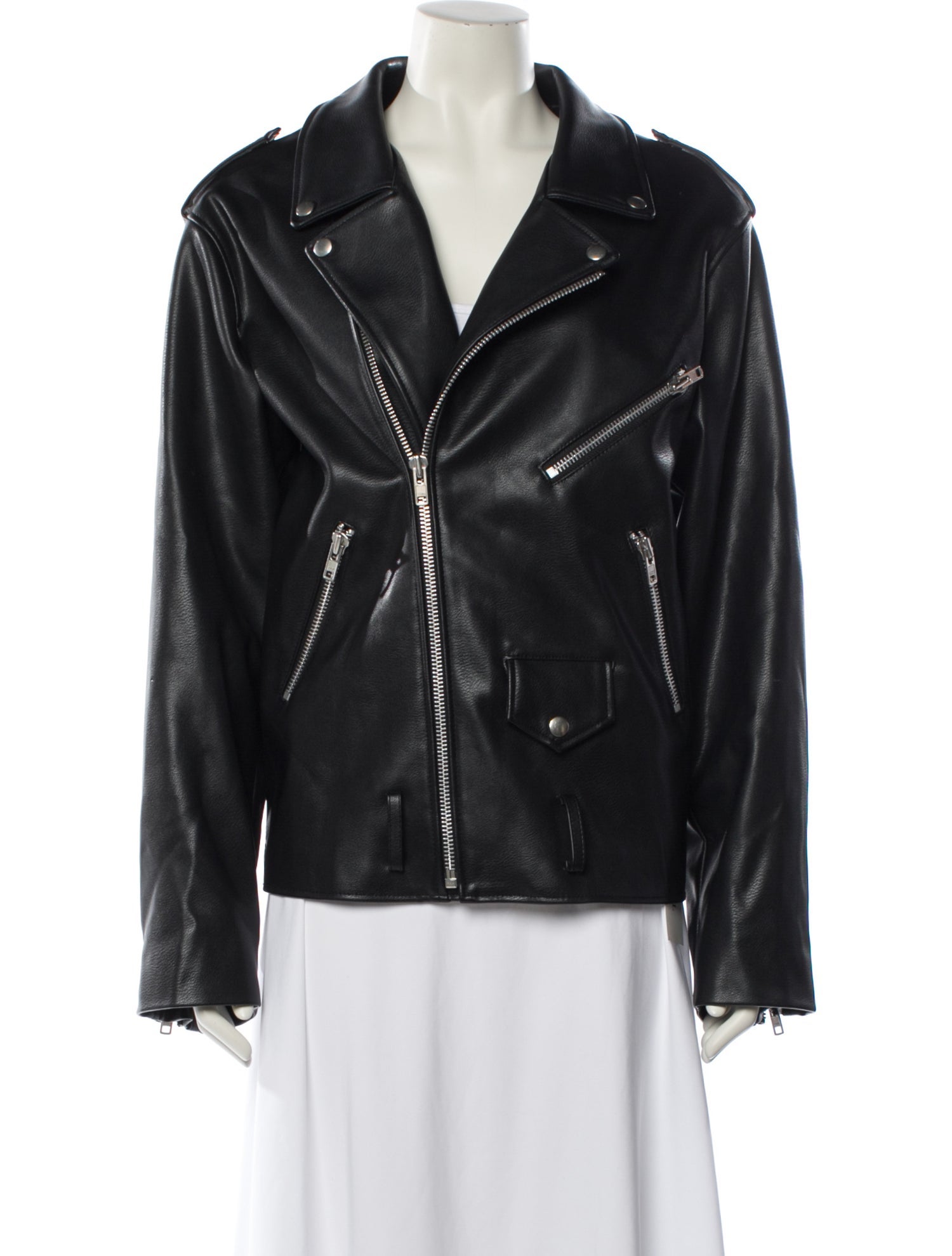 The Frankie Shop Faux Leather Biker Jacket