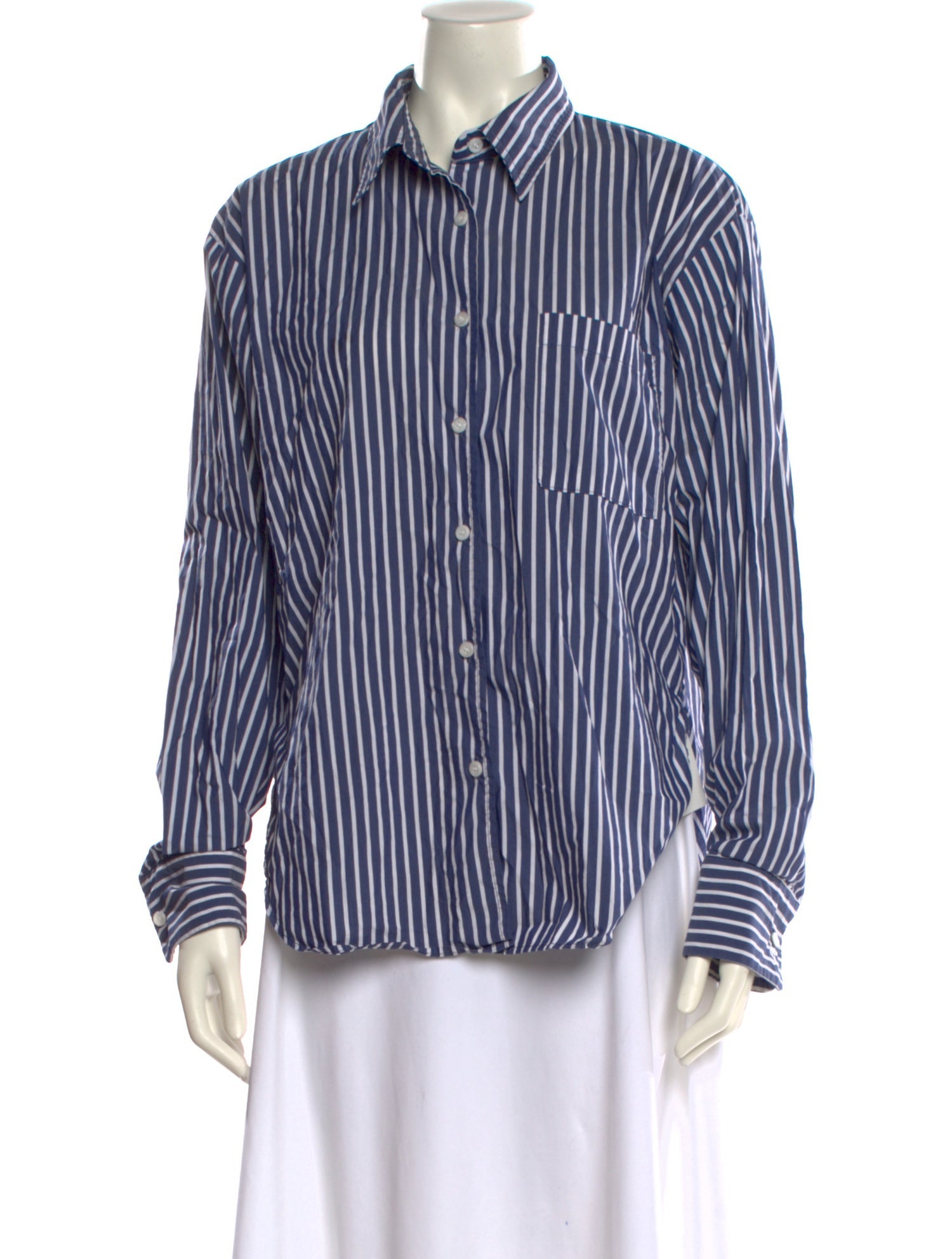 The Frankie Shop Striped Long Sleeve Button-Up Top