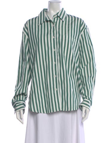 The Frankie Shop Striped Long Sleeve Button-Up Top