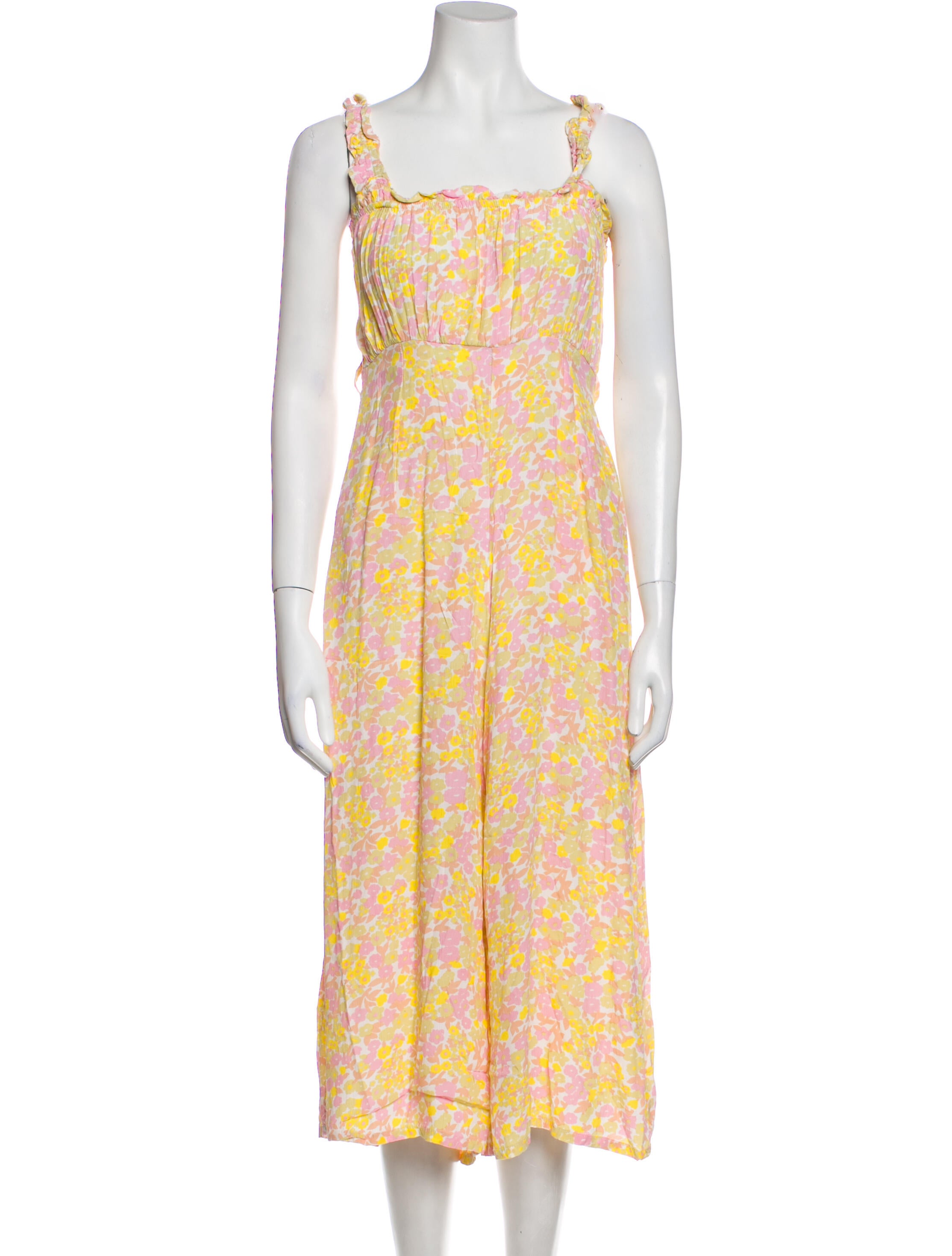 Faithfull The Brand Floral Print Square Neckline Jumpsuit