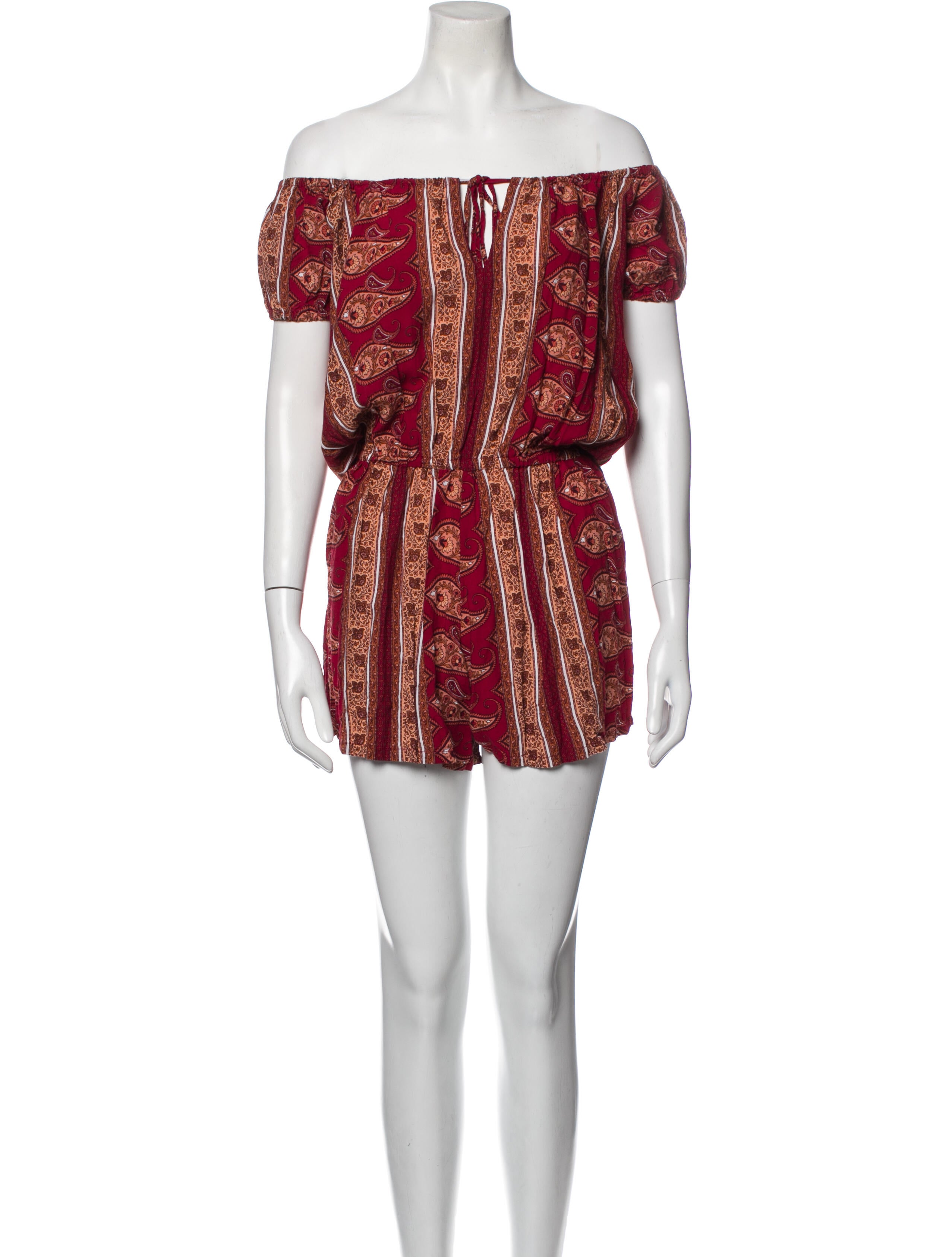 Faithfull The Brand Paisley Print Off-The-Shoulder Romper