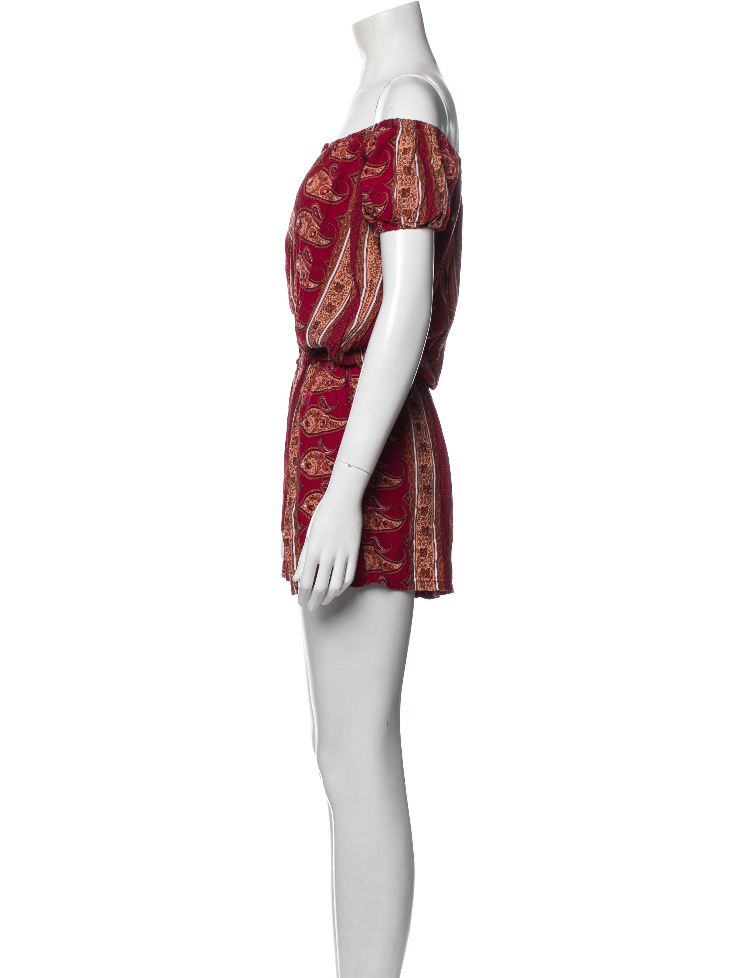 Faithfull The Brand Paisley Print Off-The-Shoulder Romper