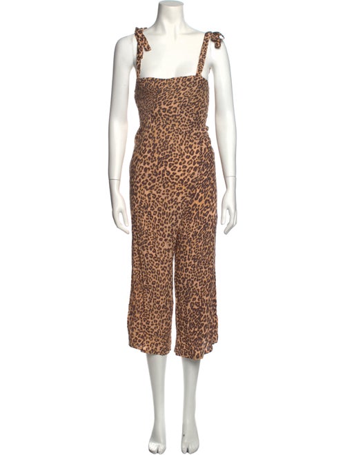 Faithfull The Brand Animal Print Square Neckline Jumpsuit