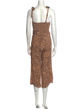 Faithfull The Brand Animal Print Square Neckline Jumpsuit