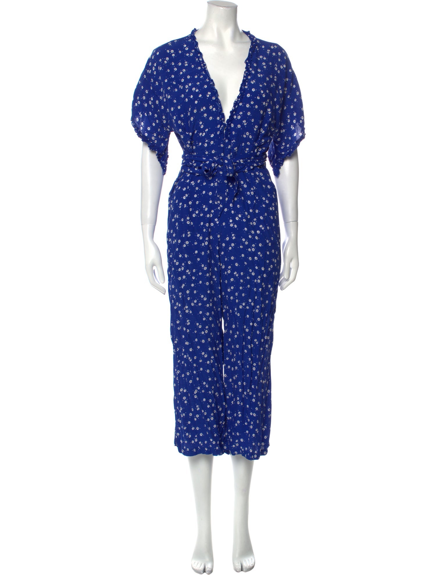 Faithfull The Brand Floral Print Plunge Neckline Jumpsuit