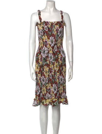Faithfull The Brand Floral Print Knee-Length Dress