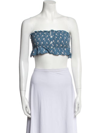 Faithfull The Brand Floral Print Strapless Crop Top