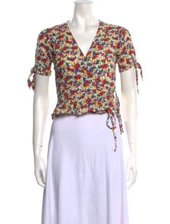 Faithfull The Brand Floral Print V-Neck Crop Top