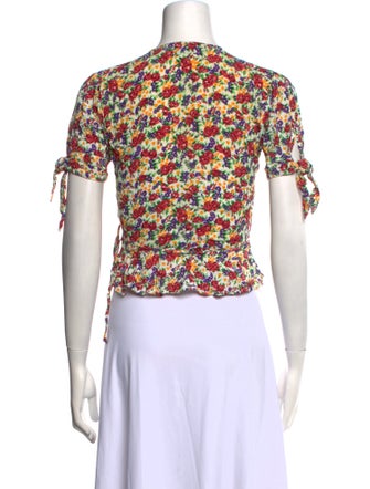 Faithfull The Brand Floral Print V-Neck Crop Top