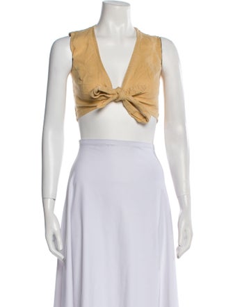 Faithfull The Brand Plunge Neckline Sleeveless Crop Top