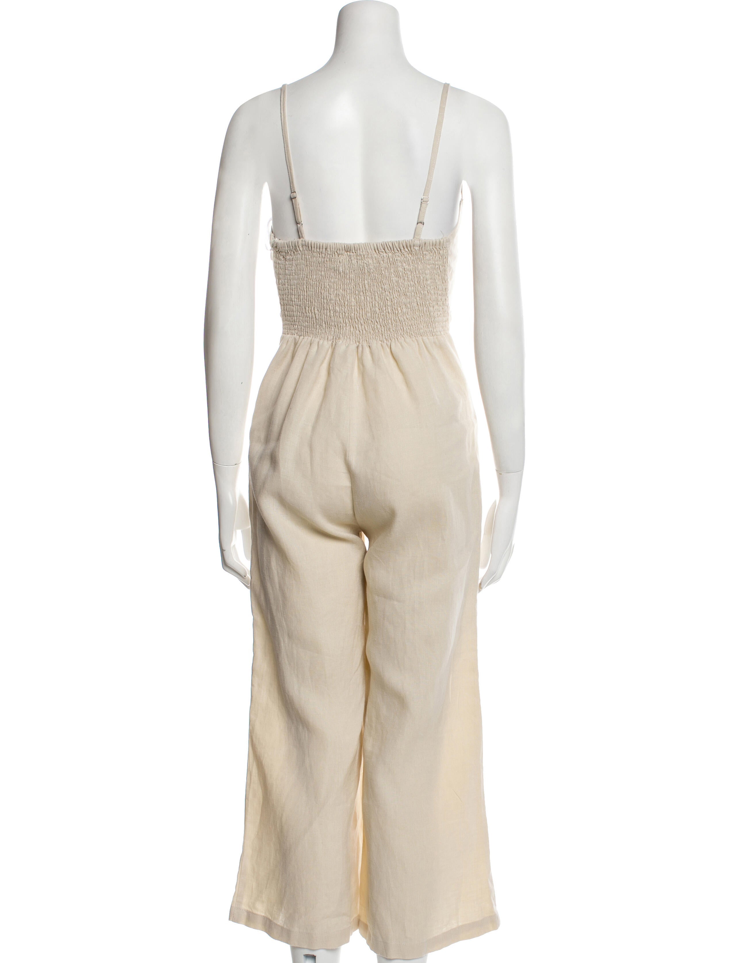 Faithfull The Brand Linen Square Neckline Jumpsuit