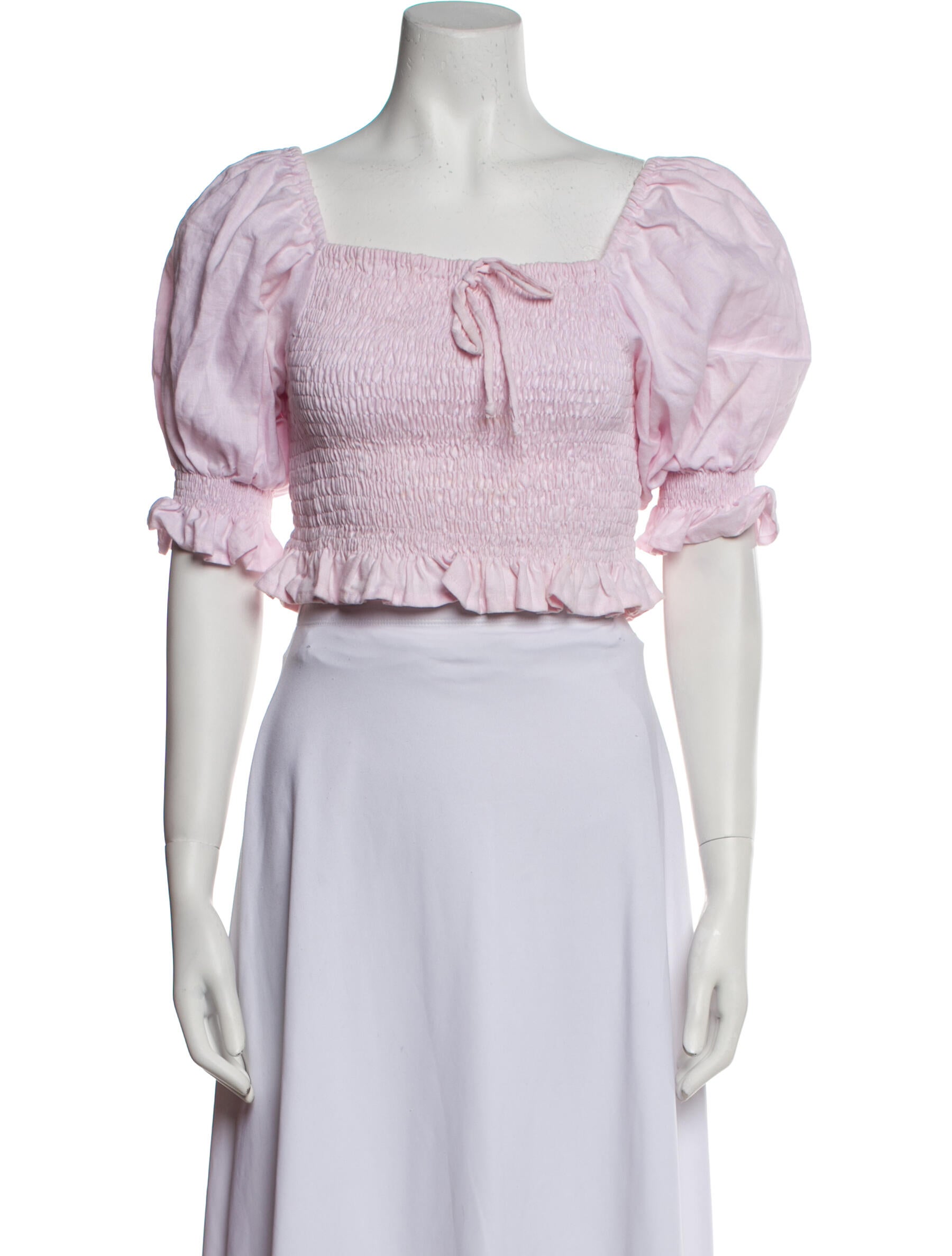 Faithfull The Brand Linen Square Neckline Crop Top