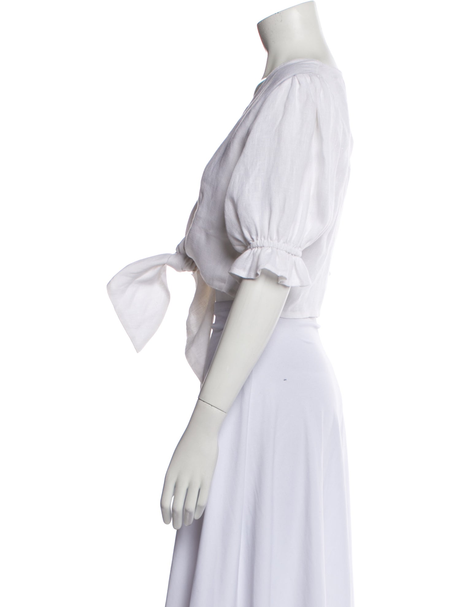 Faithfull The Brand Linen V-Neck Crop Top