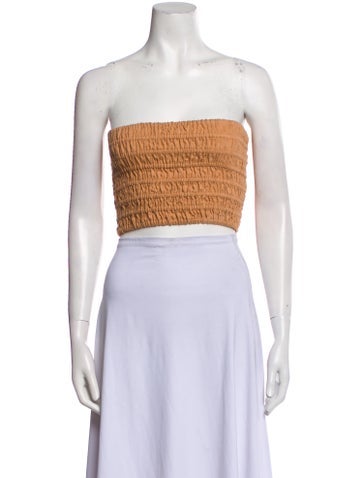 Faithfull The Brand Tops Linen Strapless Crop Top XS