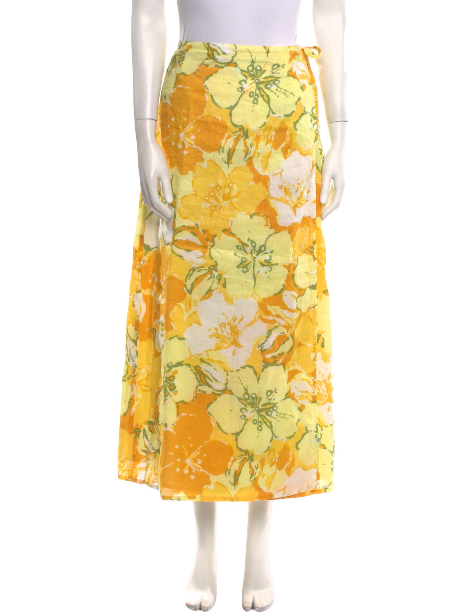 Faithfull The Brand Linen Midi Length Skirt