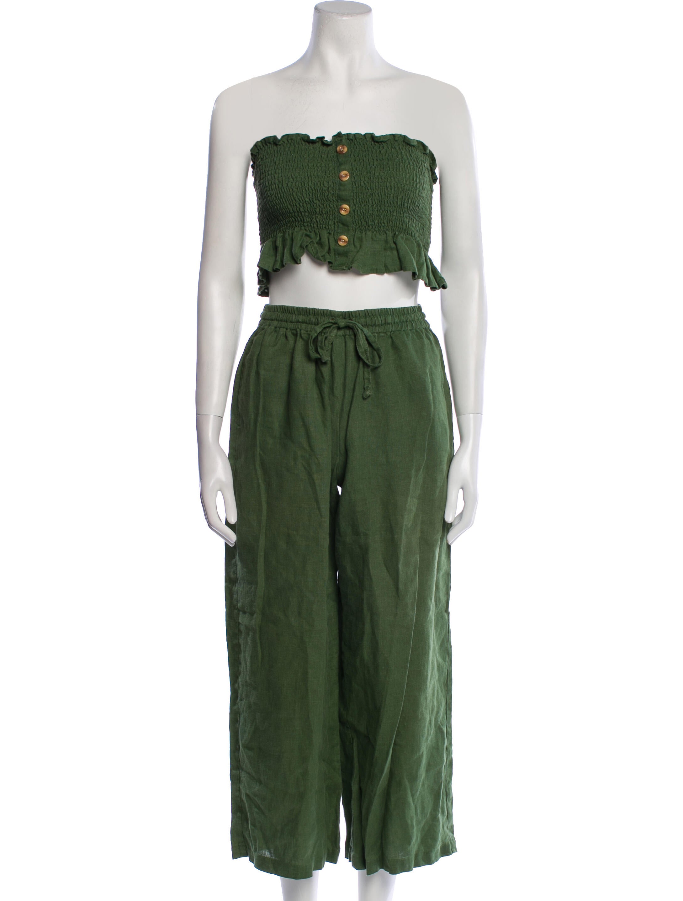 Faithfull The Brand Linen Ruffle Embellishment Pant Set