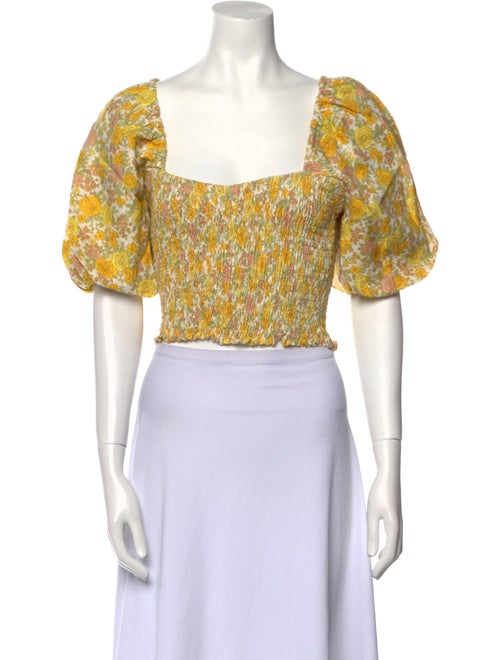 Faithfull The Brand Linen Floral Print Crop Top