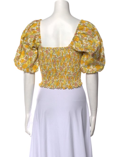 Faithfull The Brand Linen Floral Print Crop Top