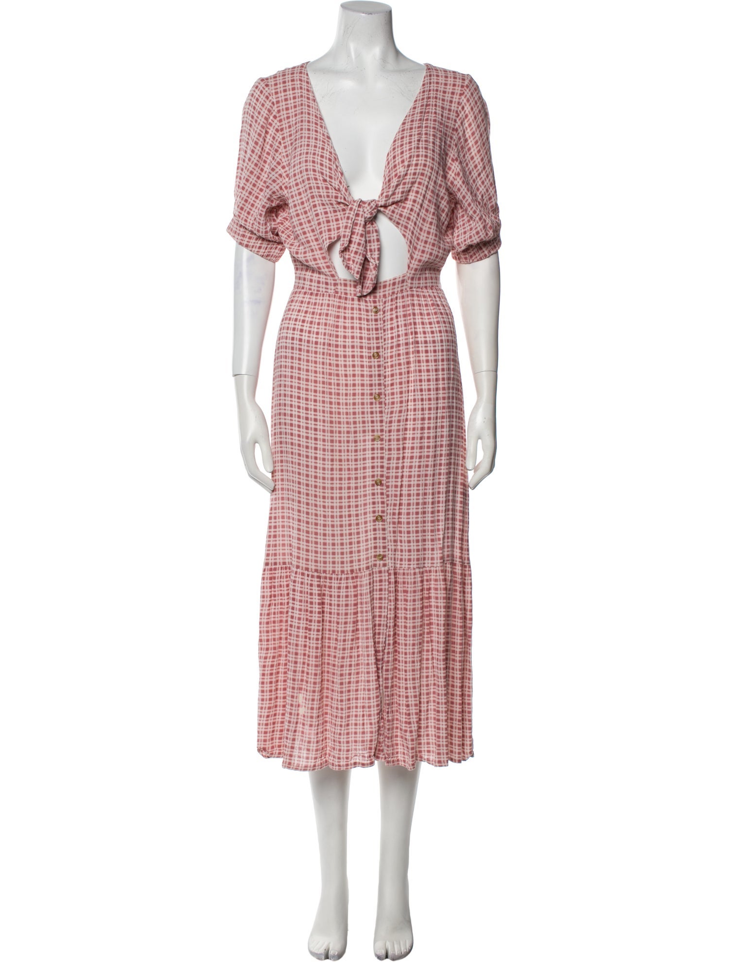 Faithfull The Brand Plaid Print Long Dress