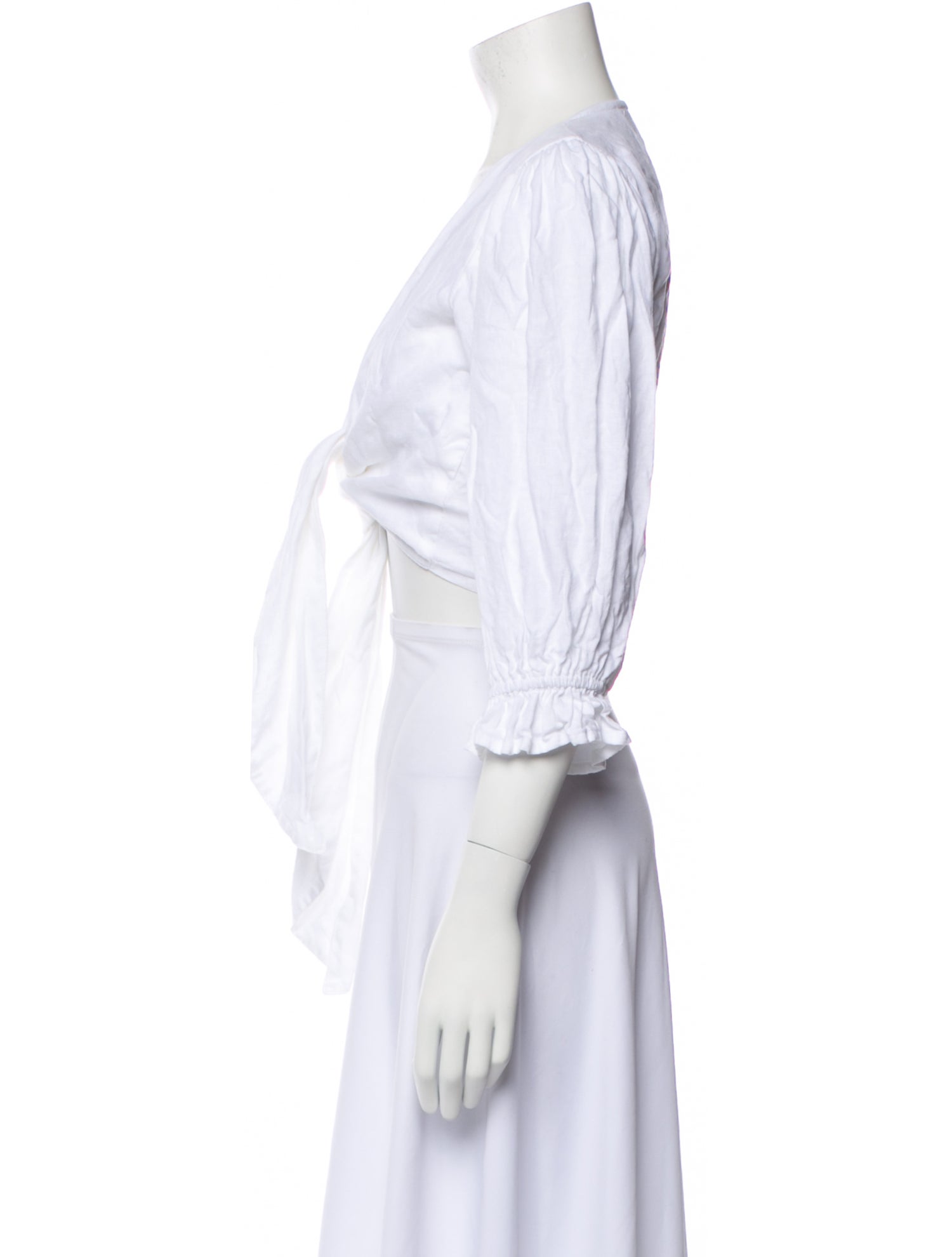 Faithfull The Brand Linen V-Neck Crop Top