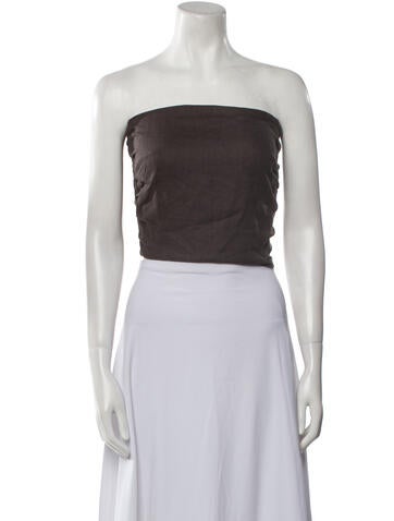 Faithfull The Brand Tops Linen Strapless Crop Top XS