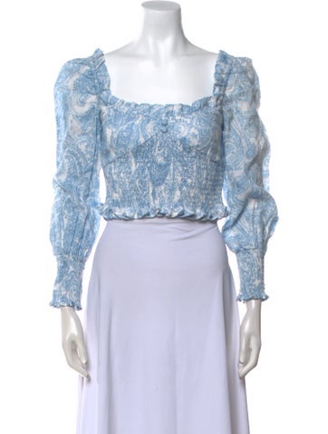 Faithfull The Brand Tops Linen Printed Crop Top XS