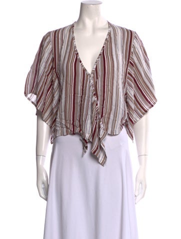 Faithfull The Brand Tops Striped V-Neck Crop Top XS