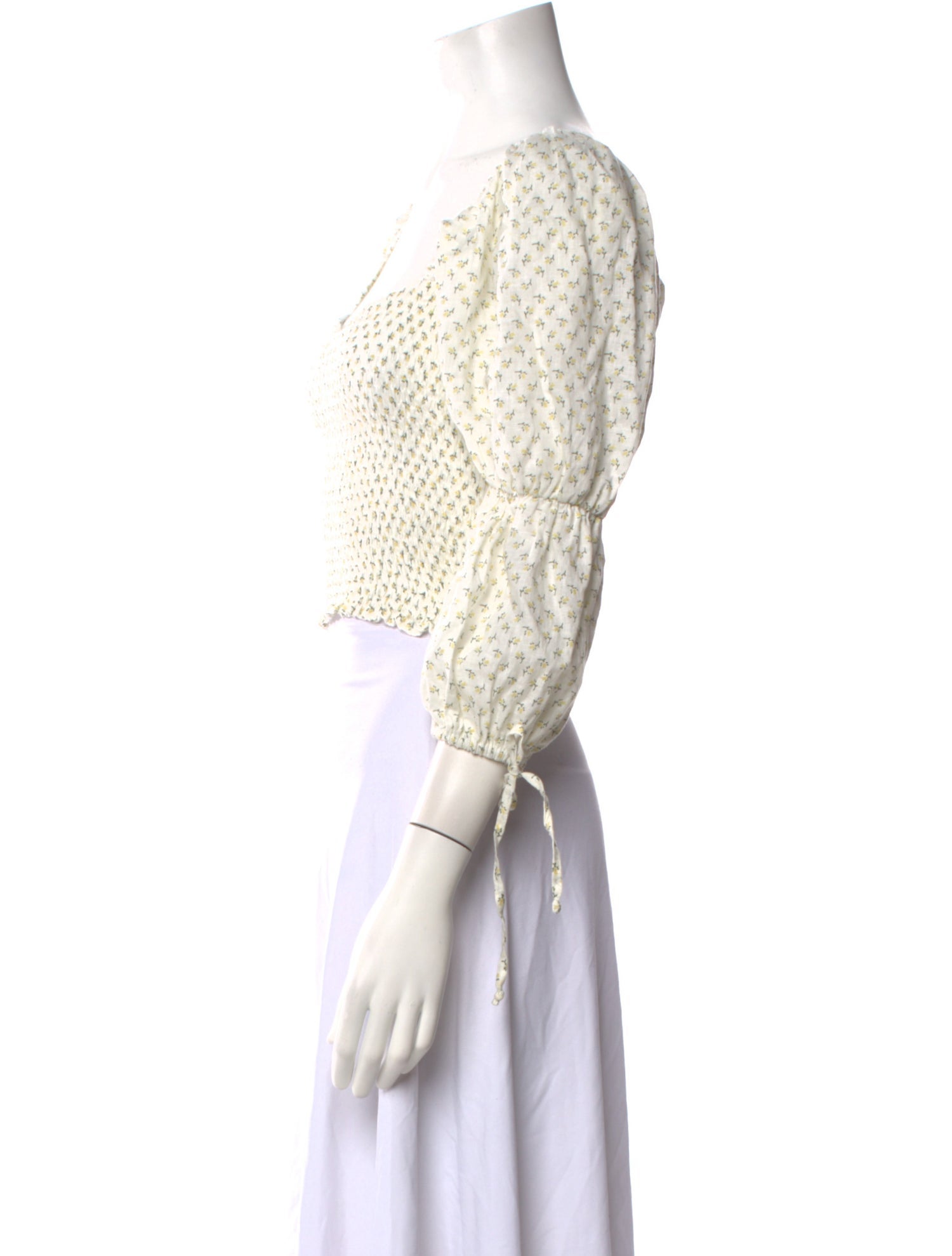 Faithfull The Brand Linen Floral Print Crop Top