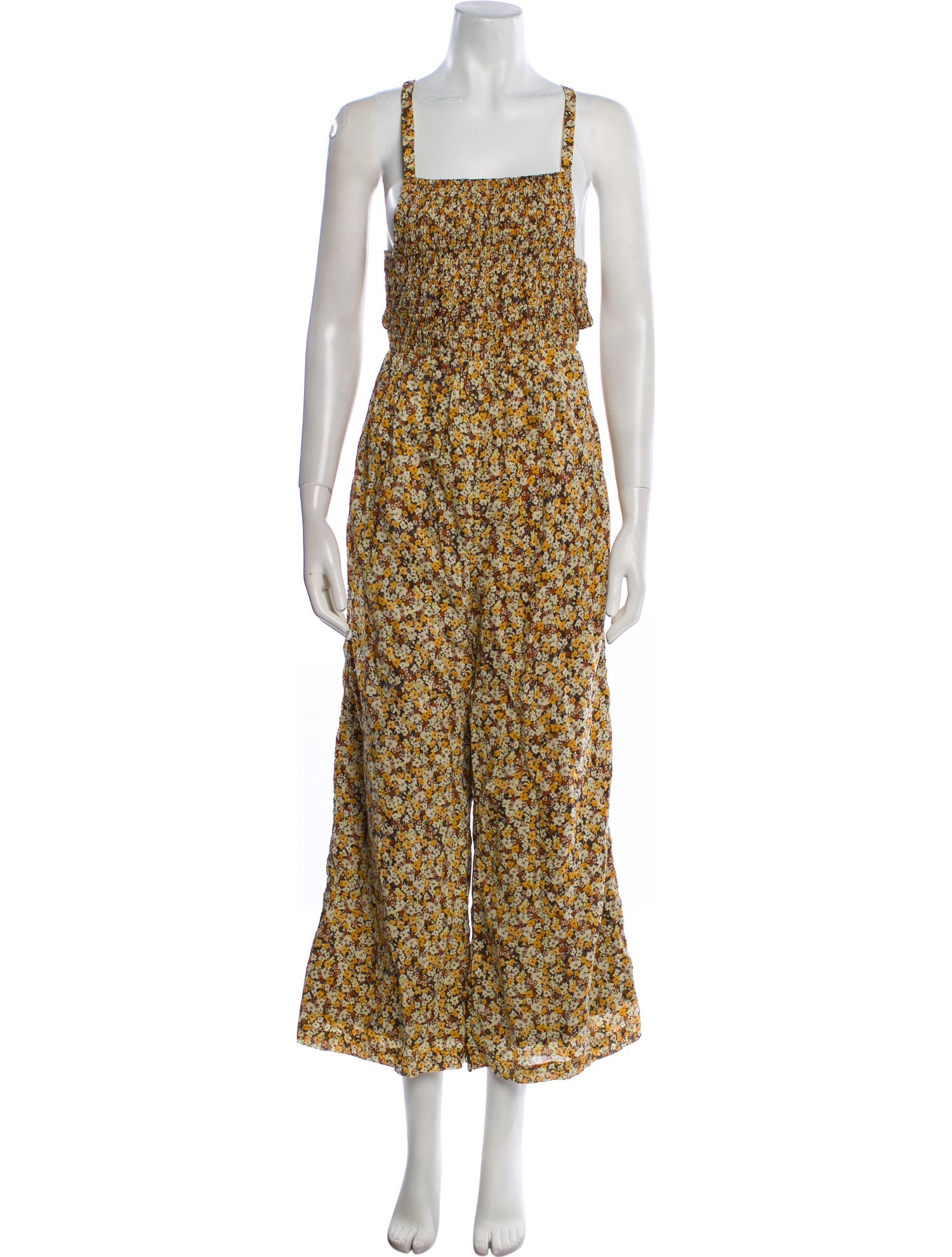 Faithfull The Brand Floral Print Square Neckline Jumpsuit