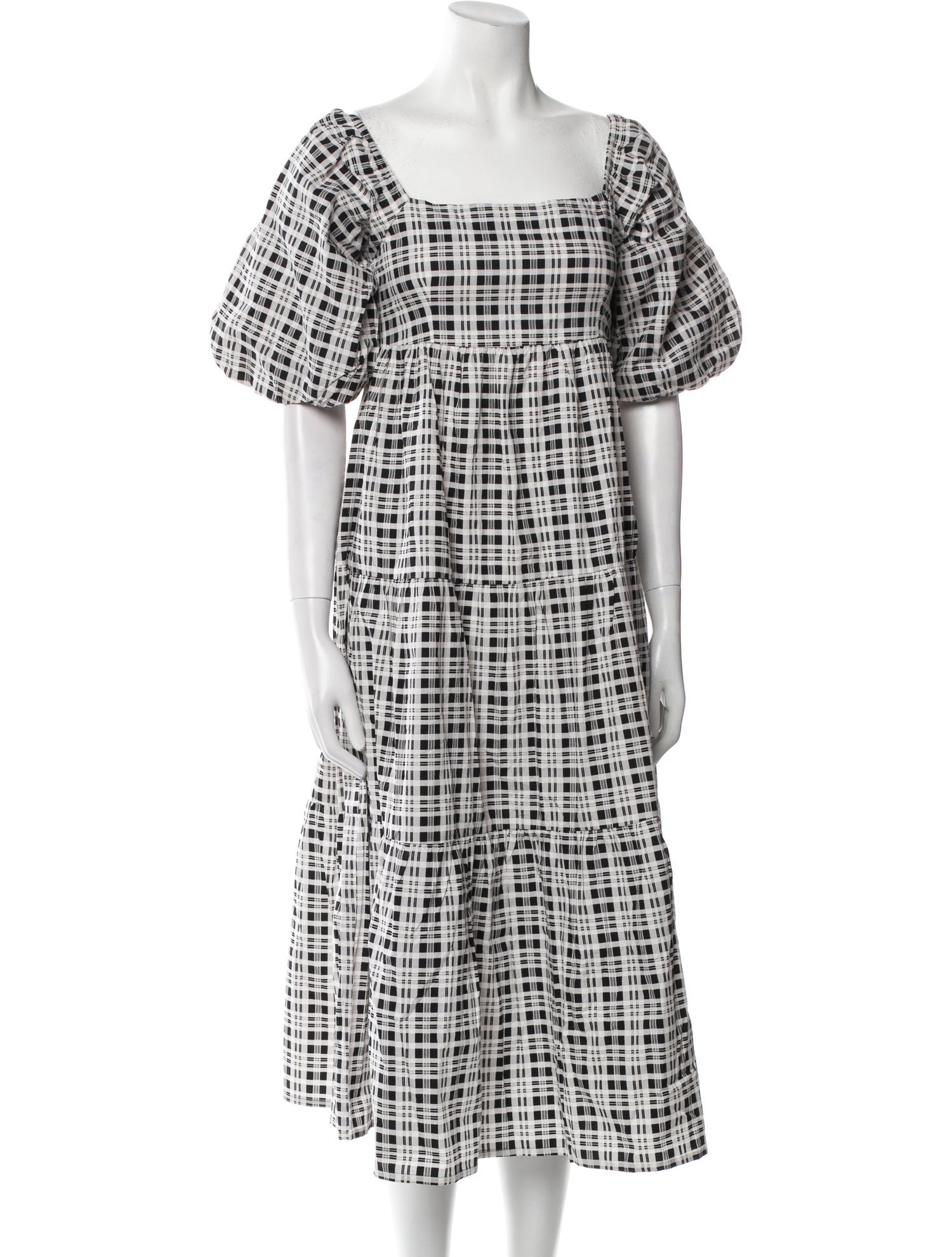 Faithfull The Brand Plaid Print Midi Length Dress