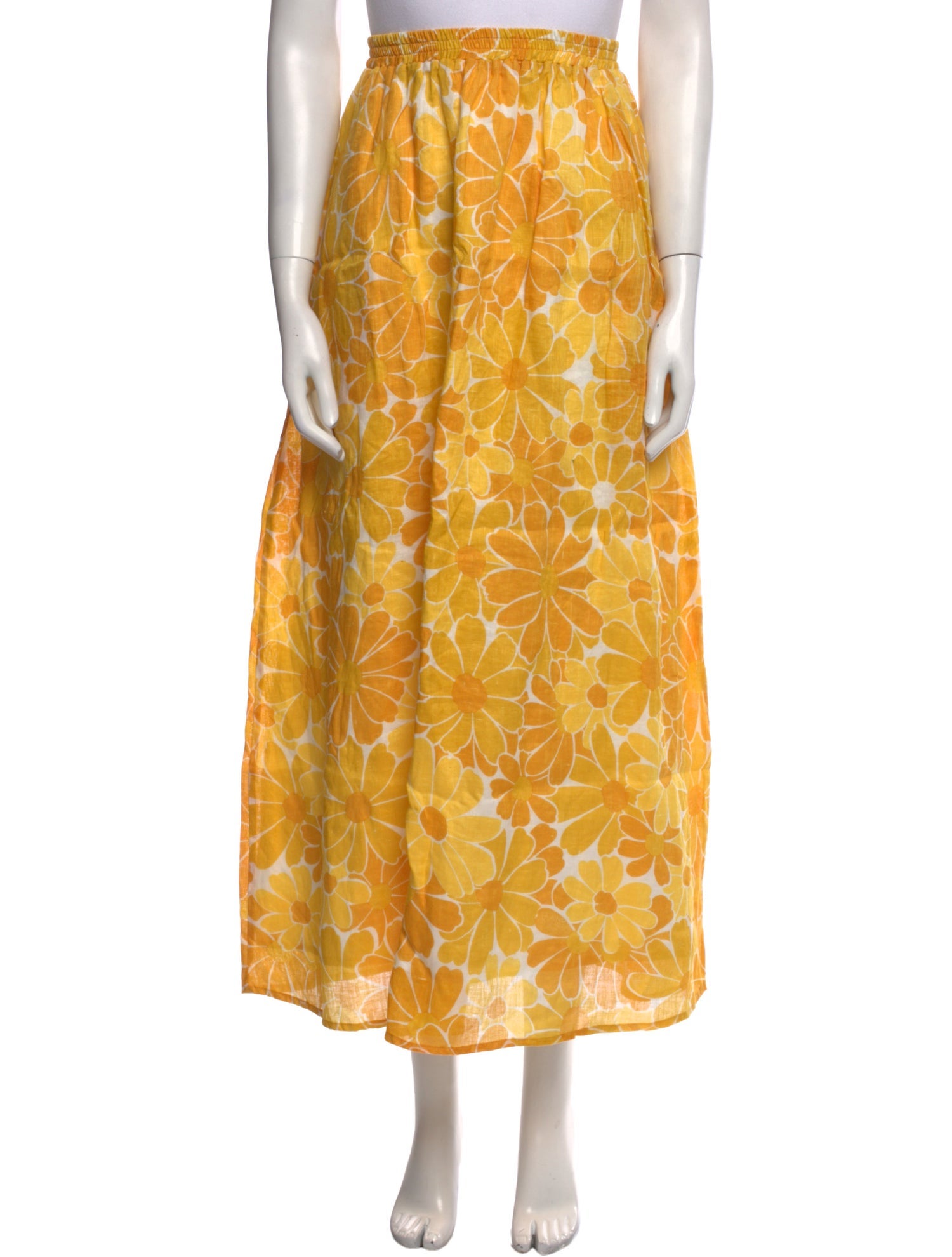 Faithfull The Brand Linen Midi Length Skirt