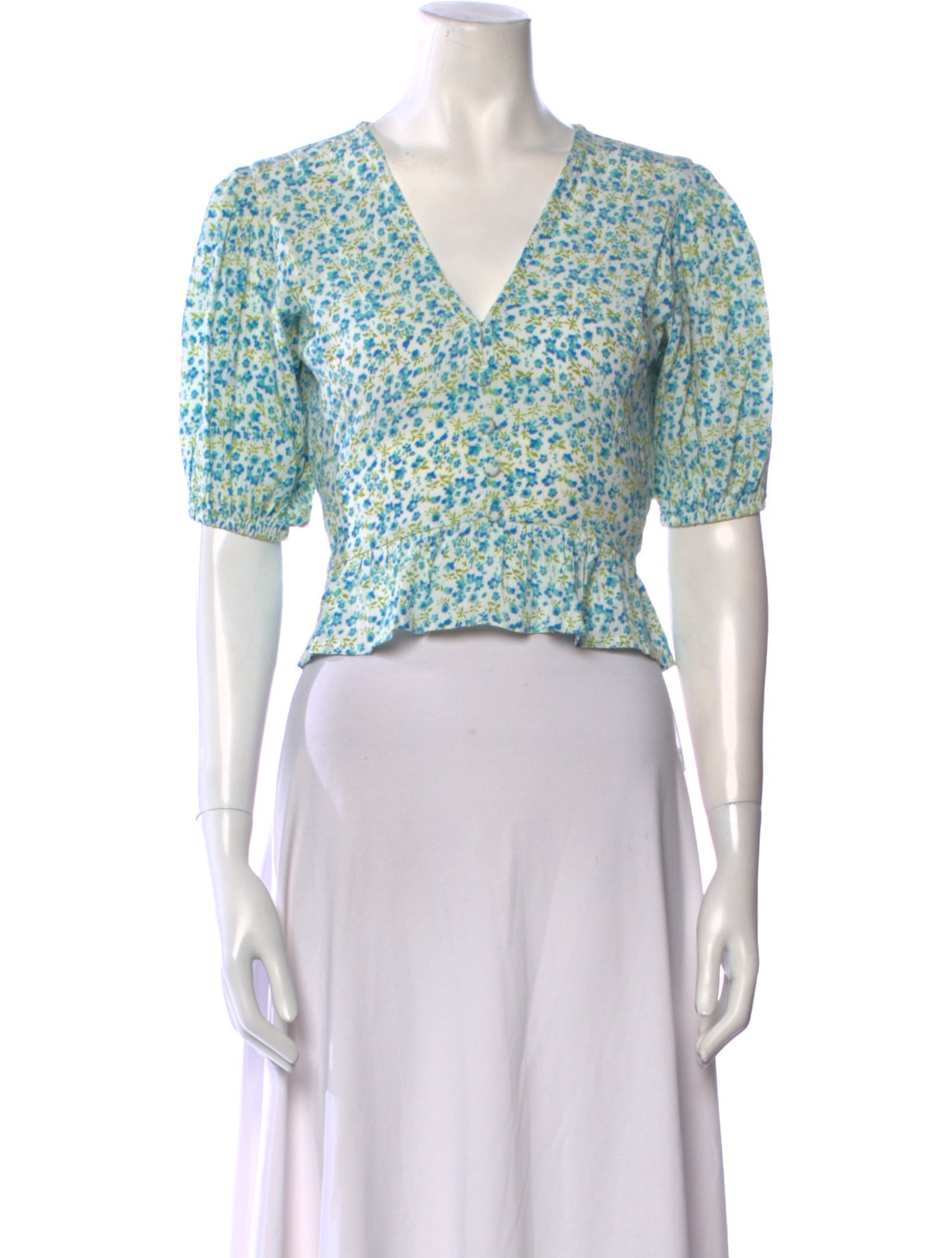 Faithfull The Brand Floral Print V-Neck Crop Top