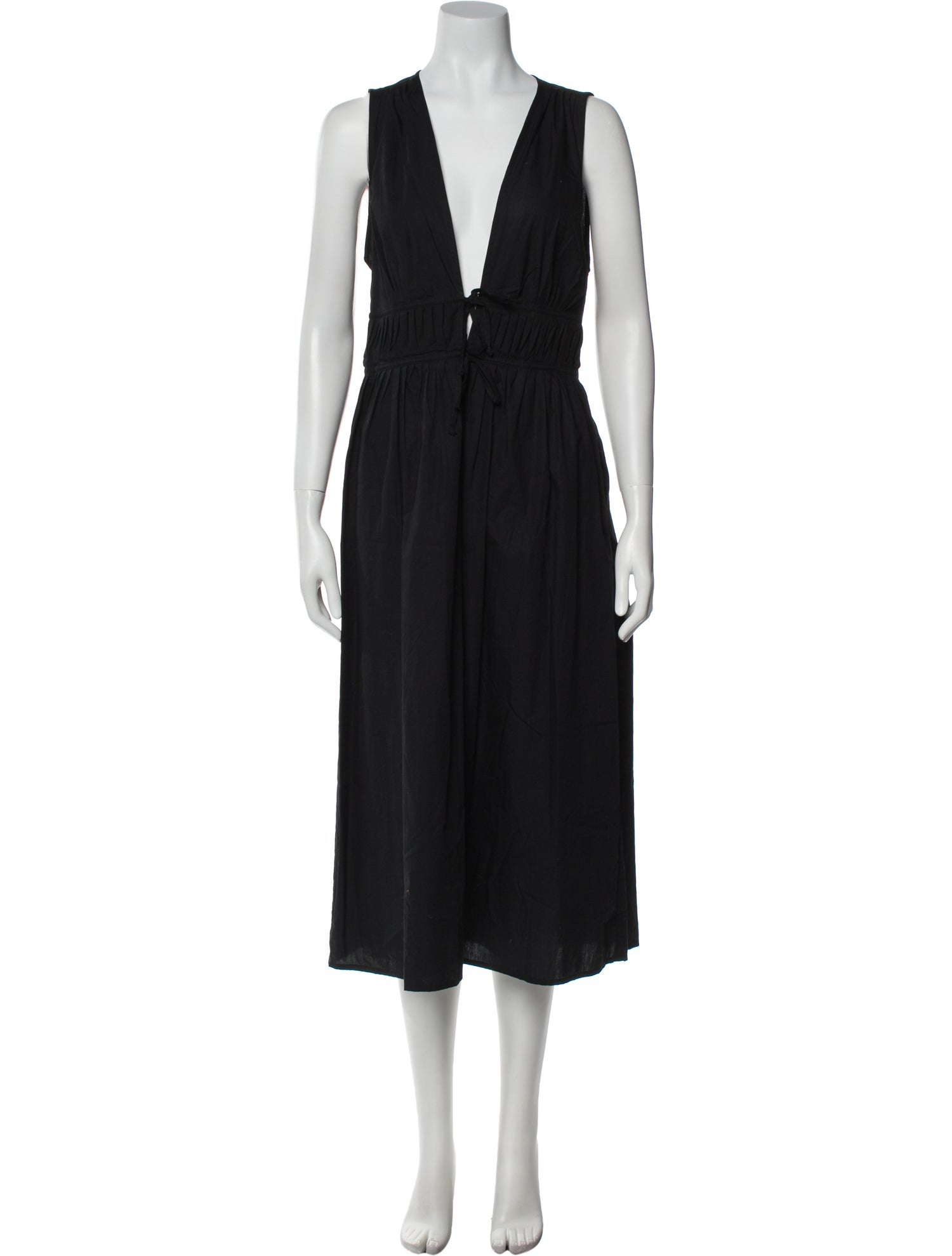 Faithfull The Brand V-Neck Midi Length Dress