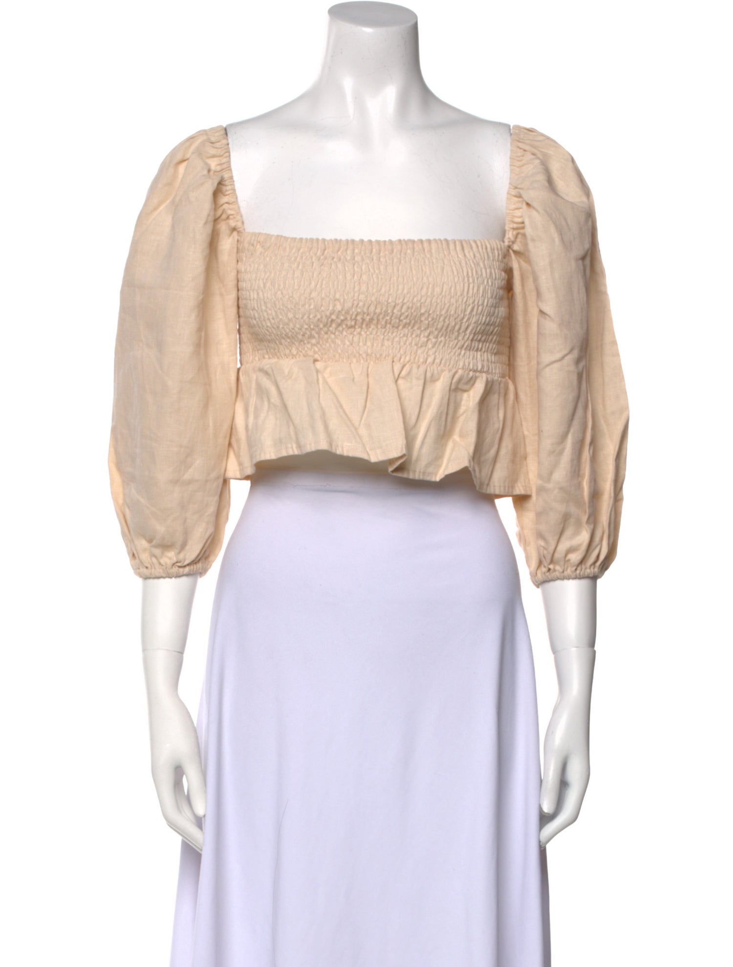 Faithfull The Brand Linen Square Neckline Crop Top