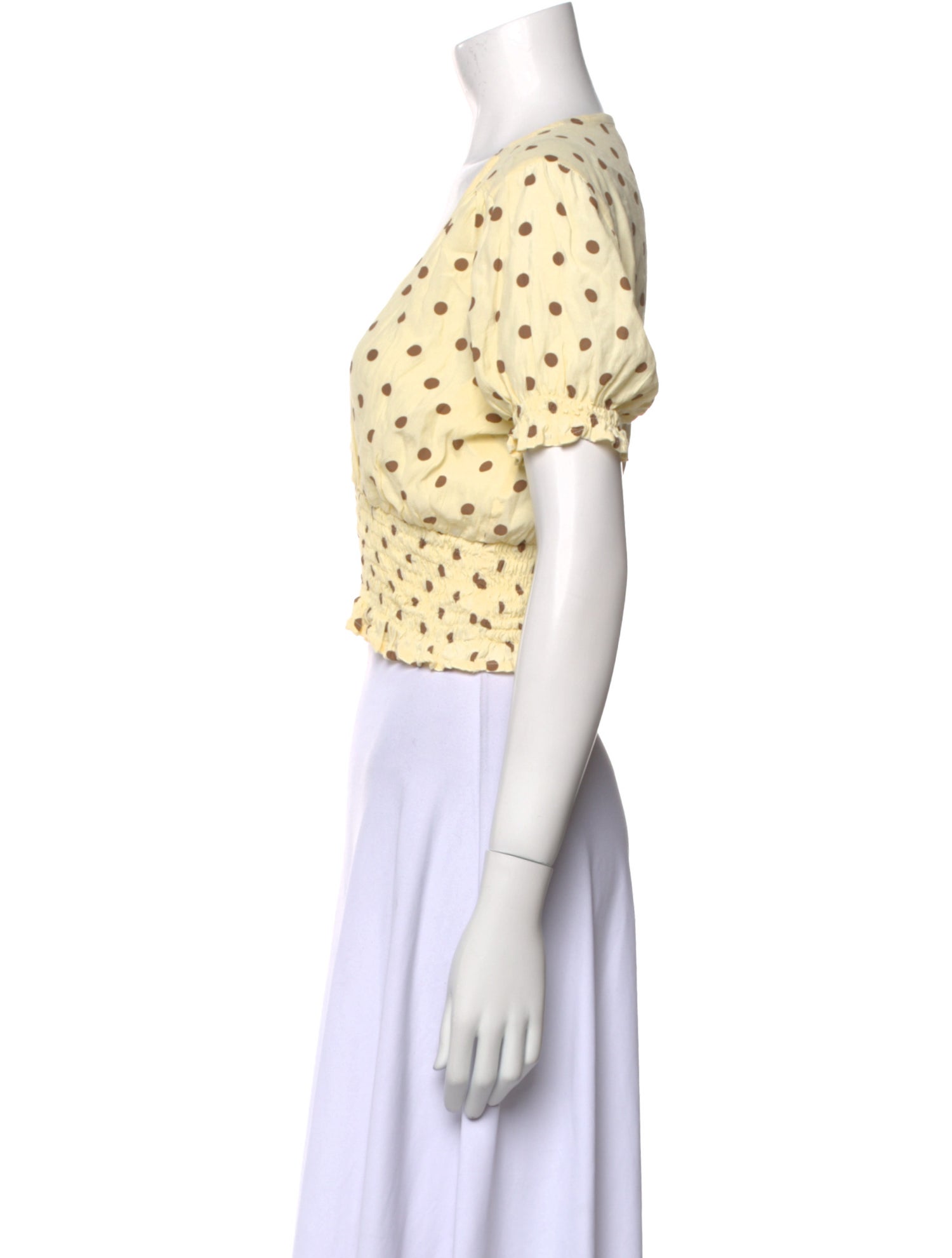 Faithfull The Brand Polka Dot Print V-Neck Crop Top