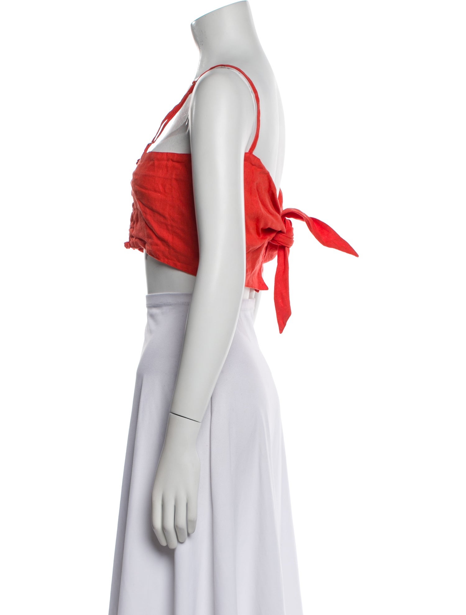 Faithfull The Brand Linen Square Neckline Crop Top