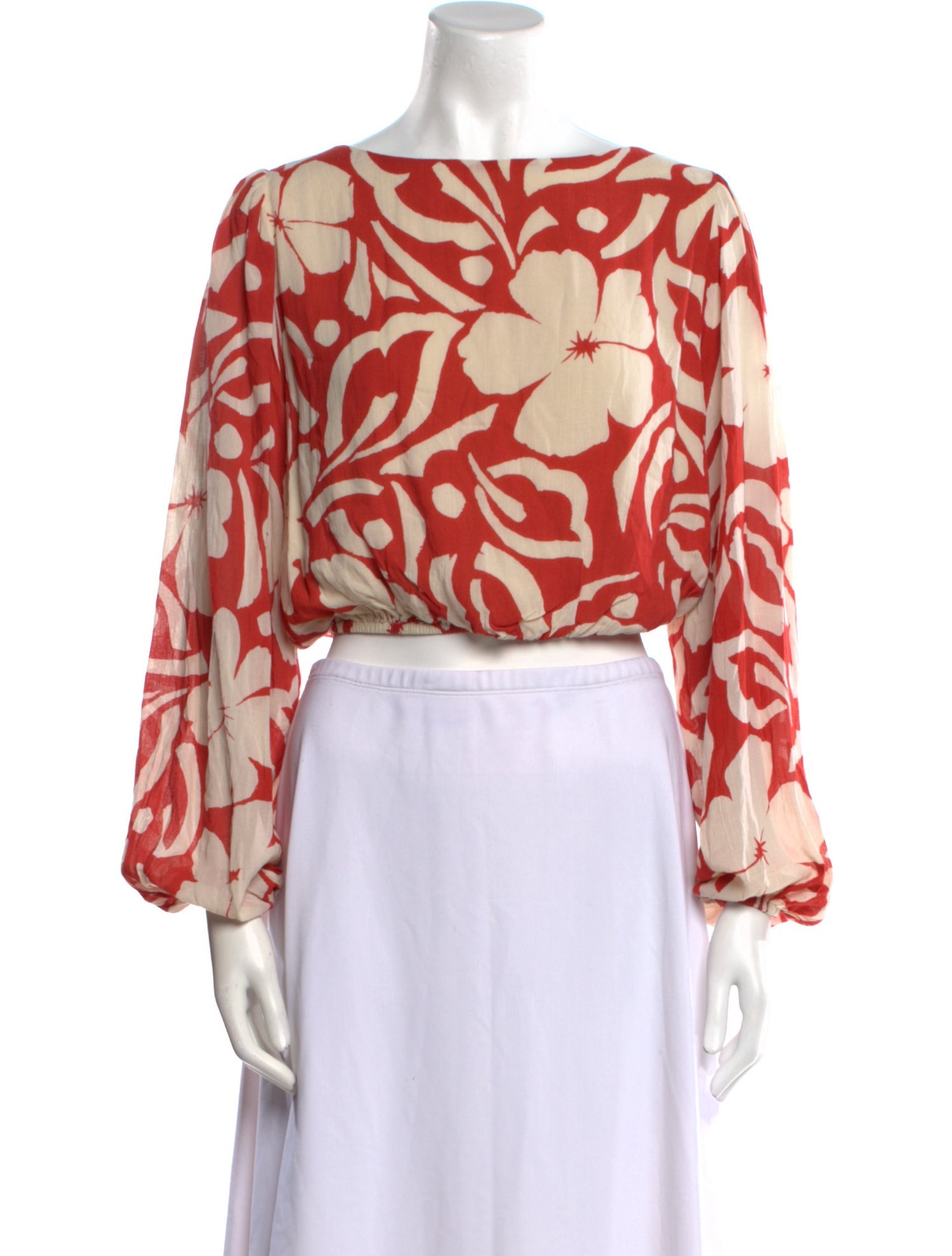 Faithfull The Brand Printed Bateau Neckline Crop Top w/ Tags