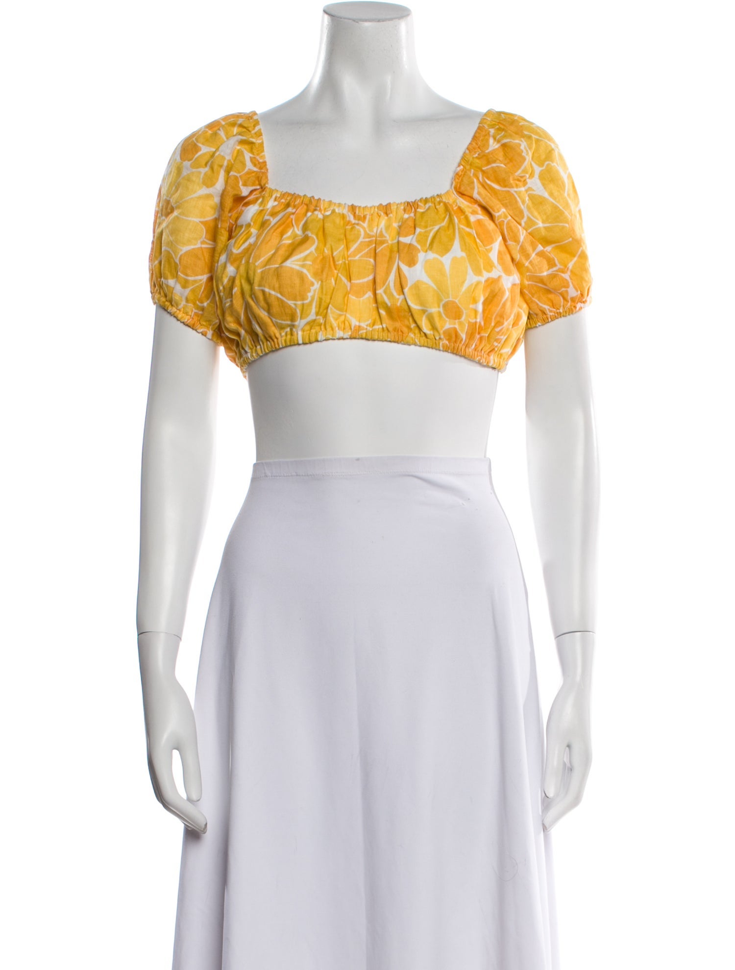 Faithfull The Brand Linen Floral Print Crop Top w/ Tags