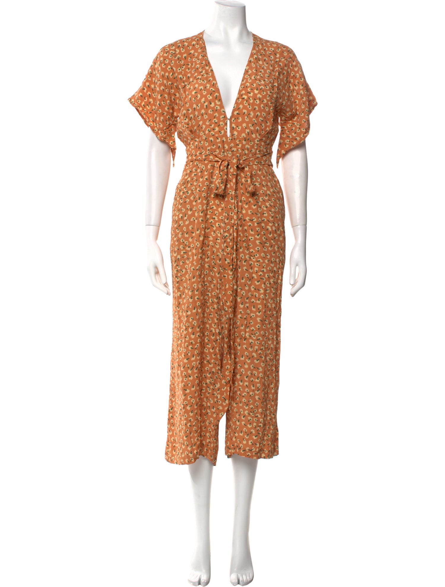 Faithfull The Brand Floral Print Plunge Neckline Jumpsuit