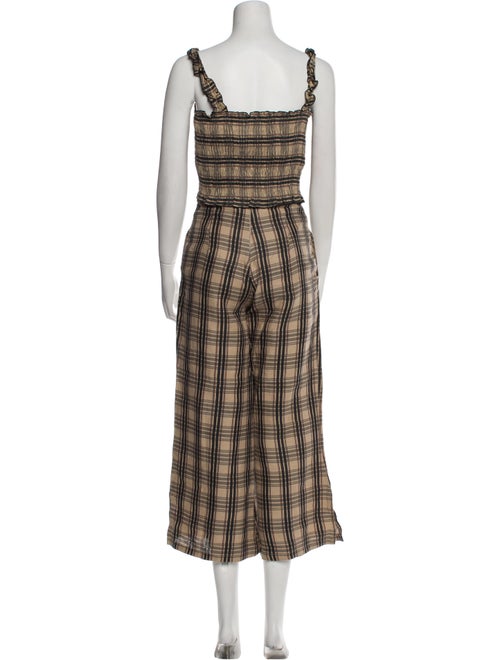 Faithfull The Brand Linen Plaid Print Pant Set