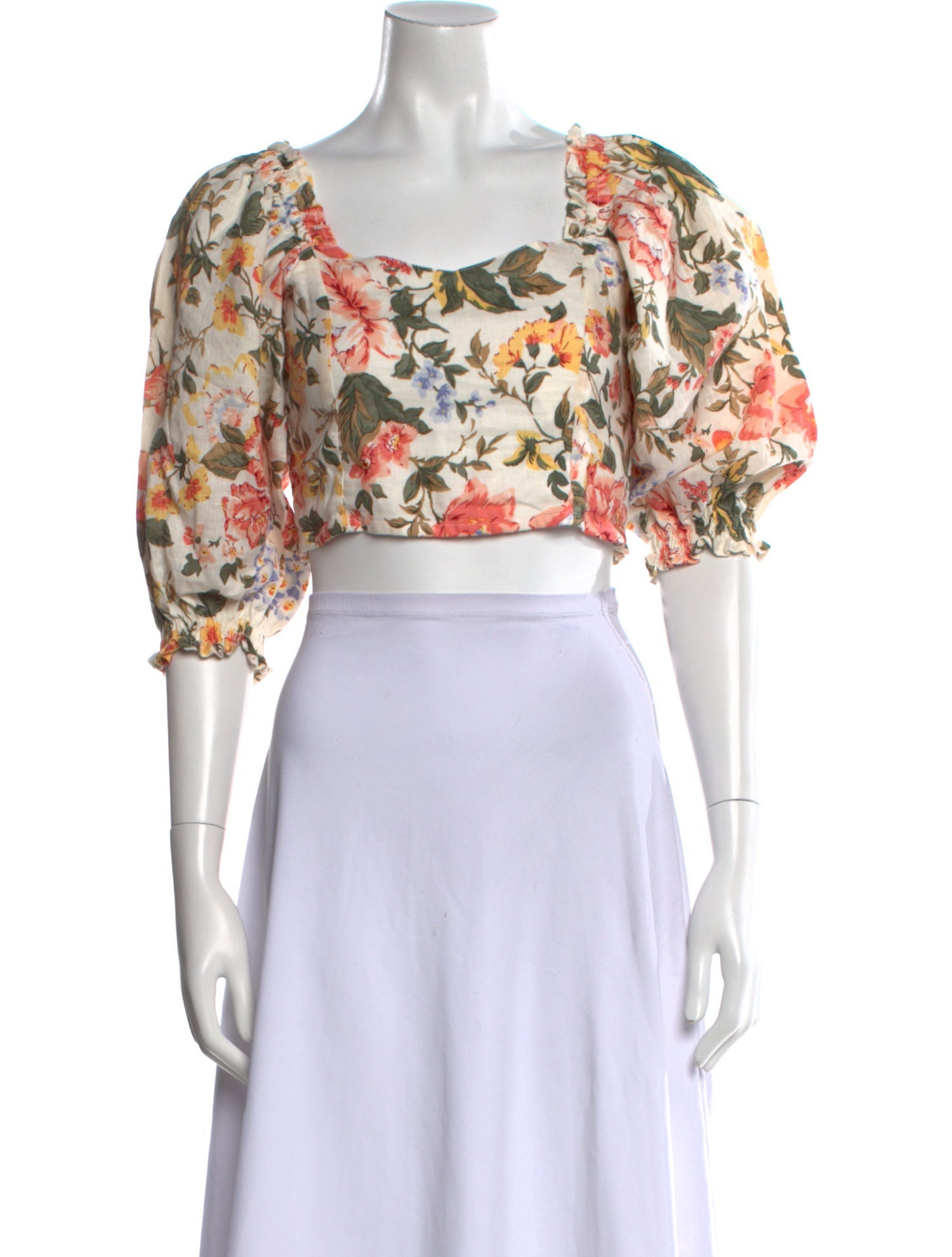 Faithfull The Brand Linen Floral Print Crop Top