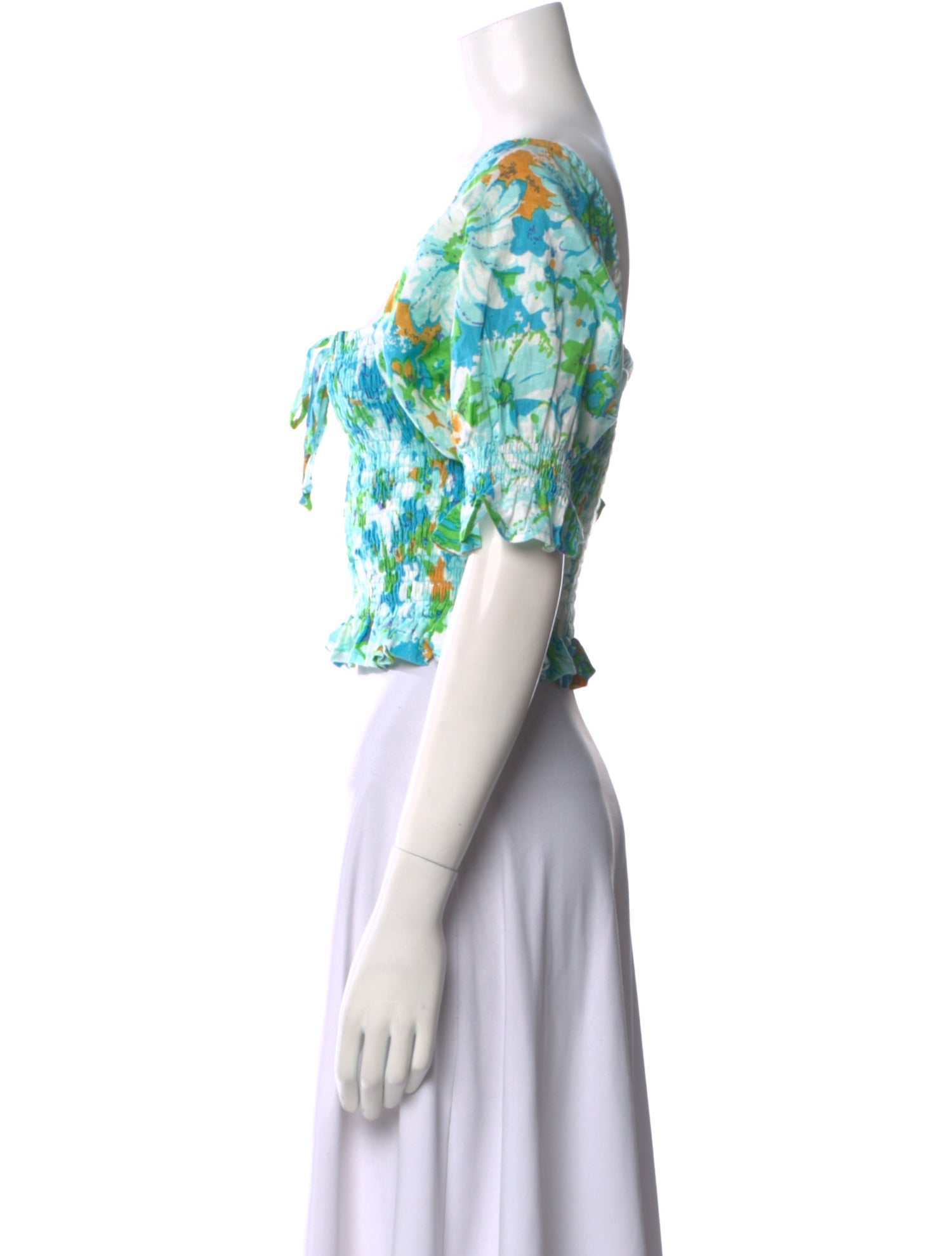 Faithfull The Brand Linen Floral Print Crop Top