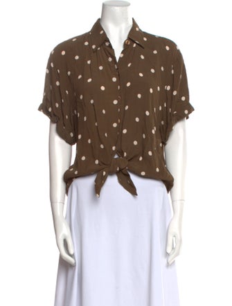Faithfull The Brand Polka Dot Print Short Sleeve Crop Top